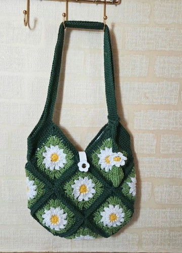 Borsa verde uncinetto fatta - fatta, a